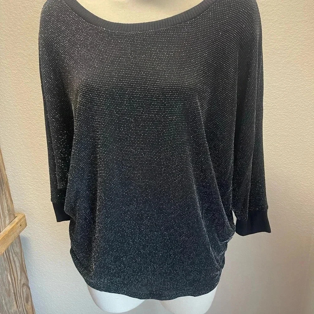 Paperloc black silver embellishments wing sleeves size large boho career biker